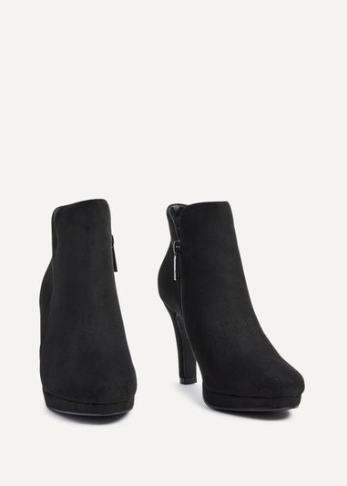 Linzi Layara Black Faux Suede Small Platform Ankle Boot