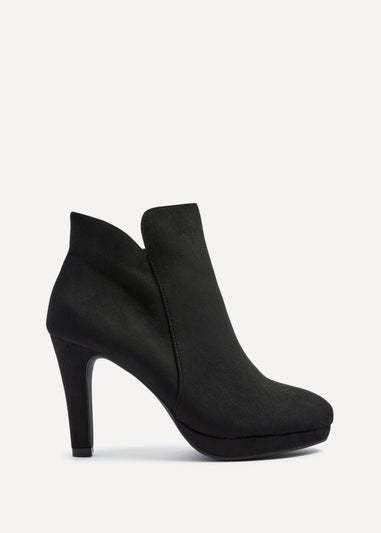 Linzi Layara Black Faux Suede Small Platform Ankle Boot