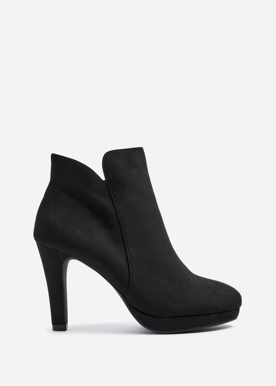 Linzi Layara Black Faux Suede Small Platform Ankle Boot