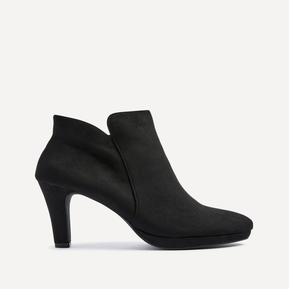 Linzi Layara Black Faux Suede Small Platform Ankle Boot