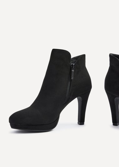 Linzi Layara Black Faux Suede Small Platform Ankle Boot