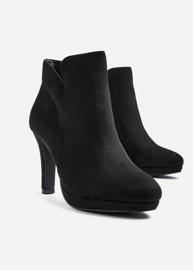 Linzi Layara Black Faux Suede Small Platform Ankle Boot