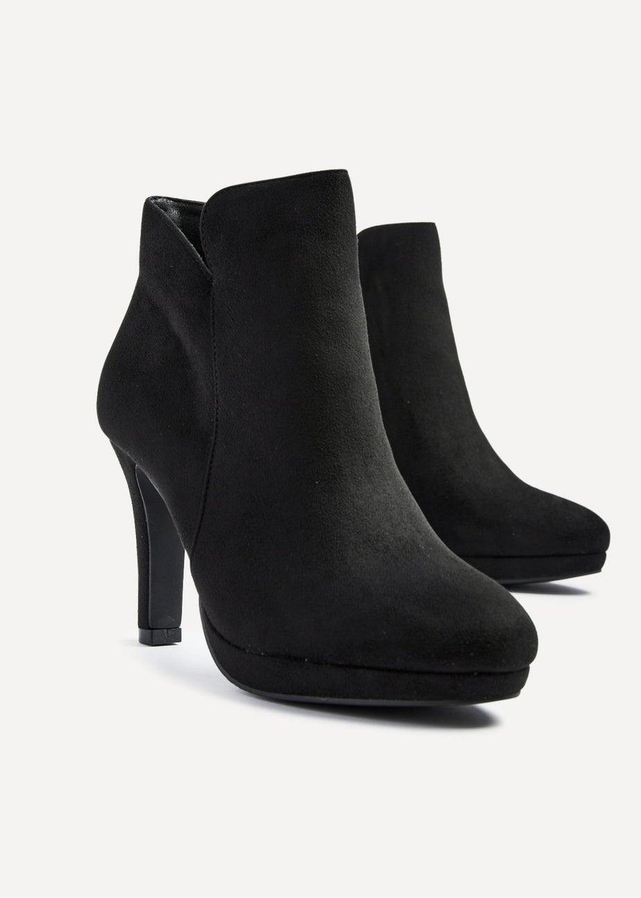 Linzi Layara Black Faux Suede Small Platform Ankle Boot
