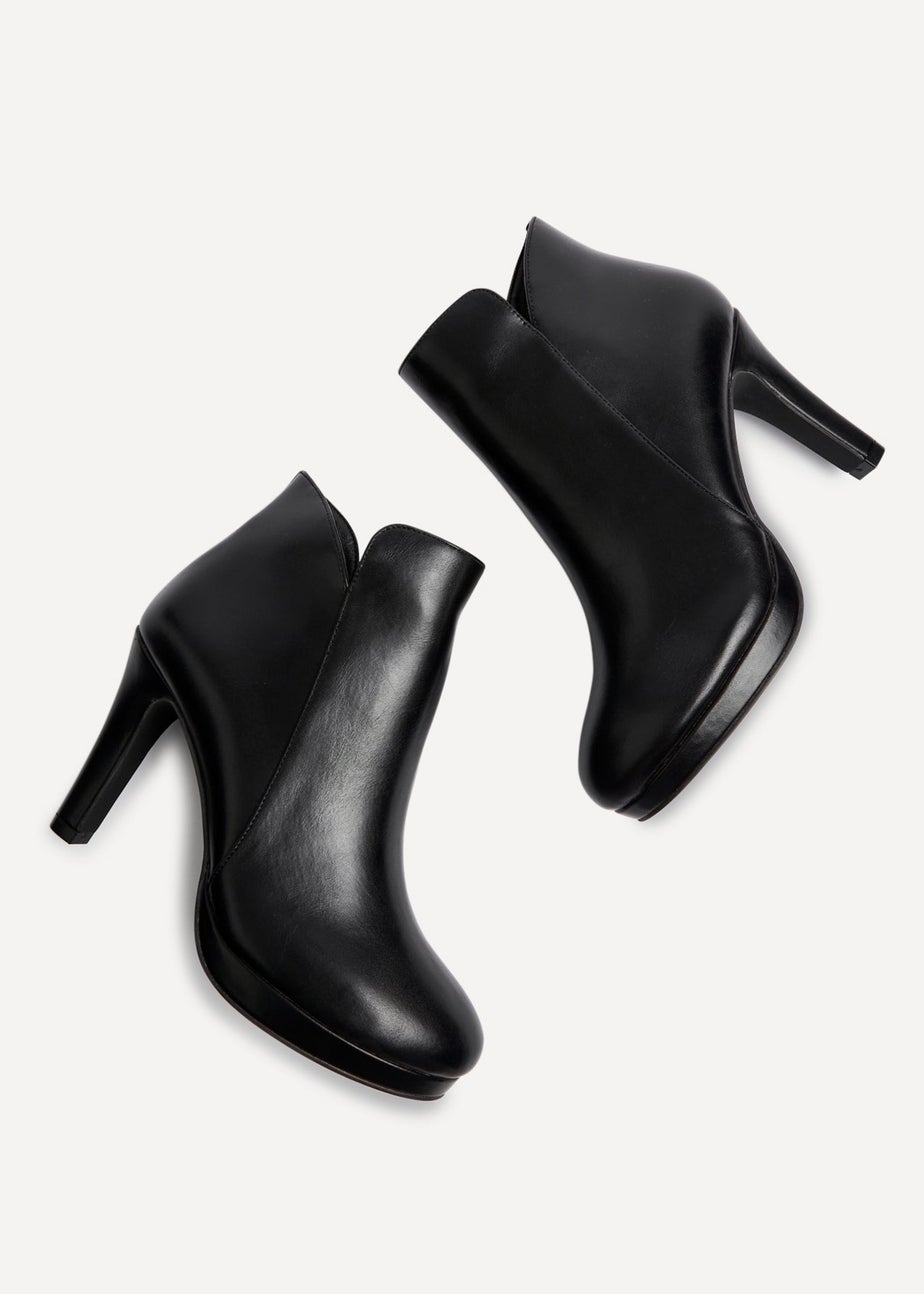 Linzi Layara Black Faux Leather Small Platform Ankle Boot