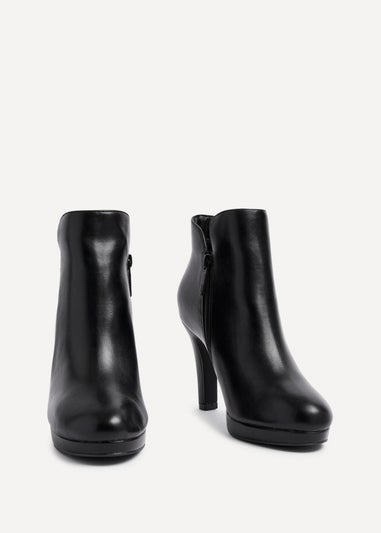 Linzi Layara Black Faux Leather Small Platform Ankle Boot