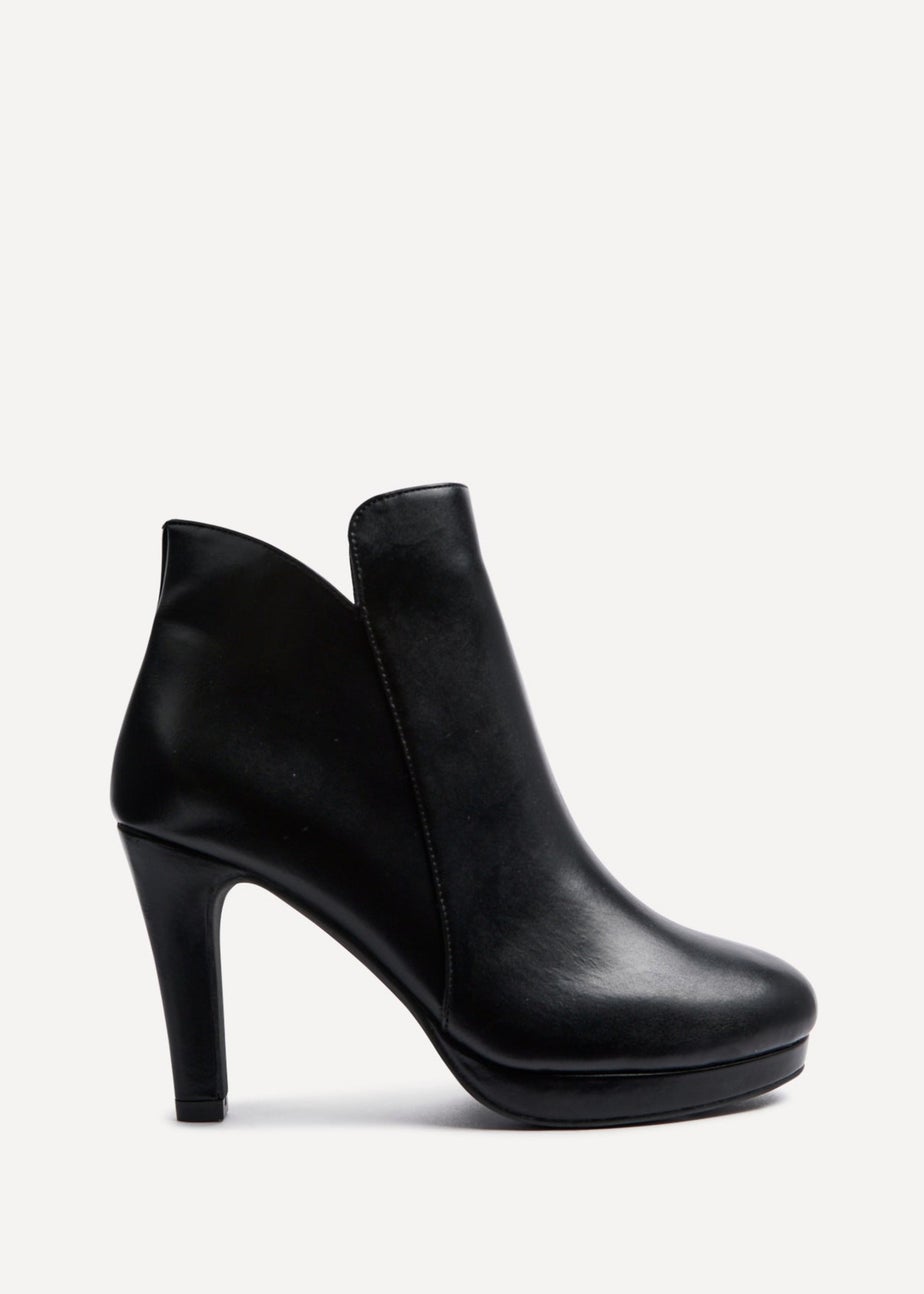 Linzi Layara Black Faux Leather Small Platform Ankle Boot
