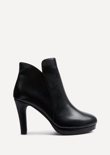 Linzi Layara Black Faux Leather Small Platform Ankle Boot