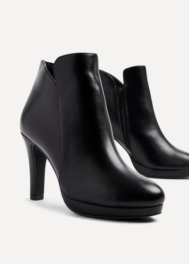 Linzi Layara Black Faux Leather Small Platform Ankle Boot