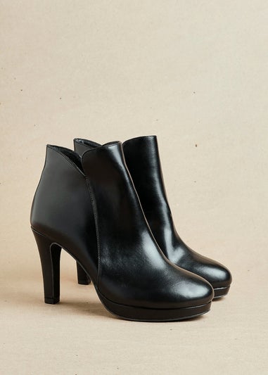 Linzi Layara Black Faux Leather Small Platform Ankle Boot