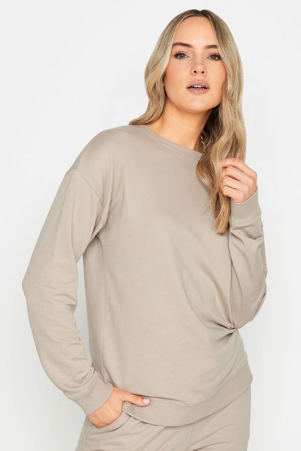 Long Tall Sally Stone Brown Crew Neck Sweatshirt