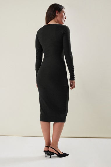 Long Tall Sally Black Square Neck Bodycon Midi Dress