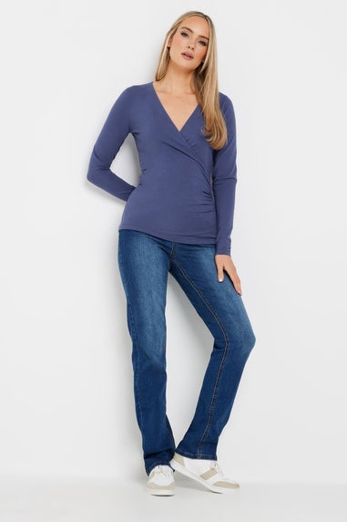 Long Tall Sally 2 Pack Navy Blue & Grey Wrap Tops