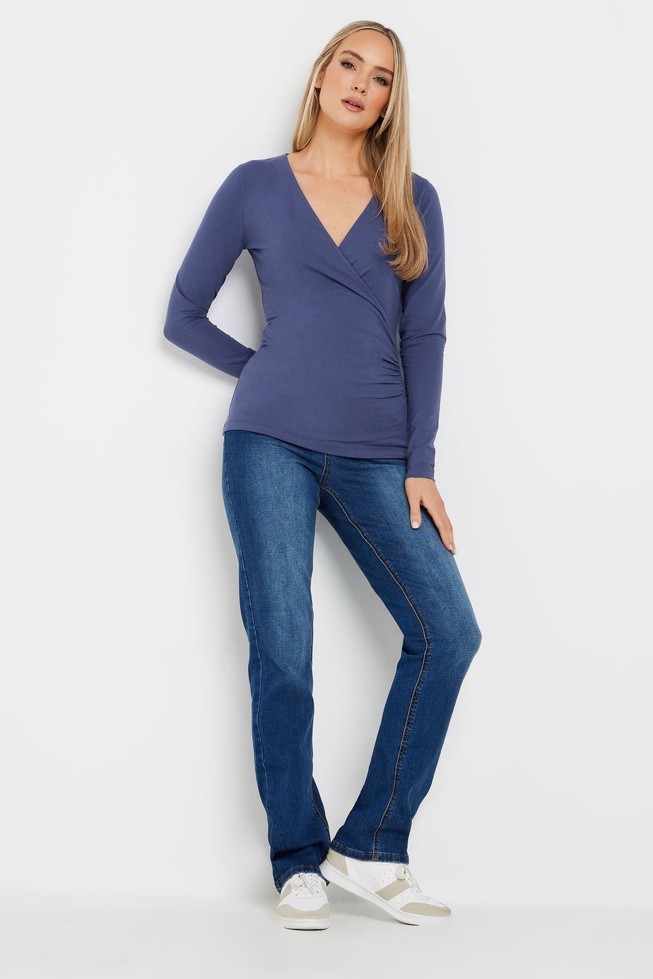 Long Tall Sally 2 Pack Navy Blue & Grey Wrap Tops
