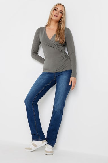 Long Tall Sally 2 Pack Navy Blue & Grey Wrap Tops