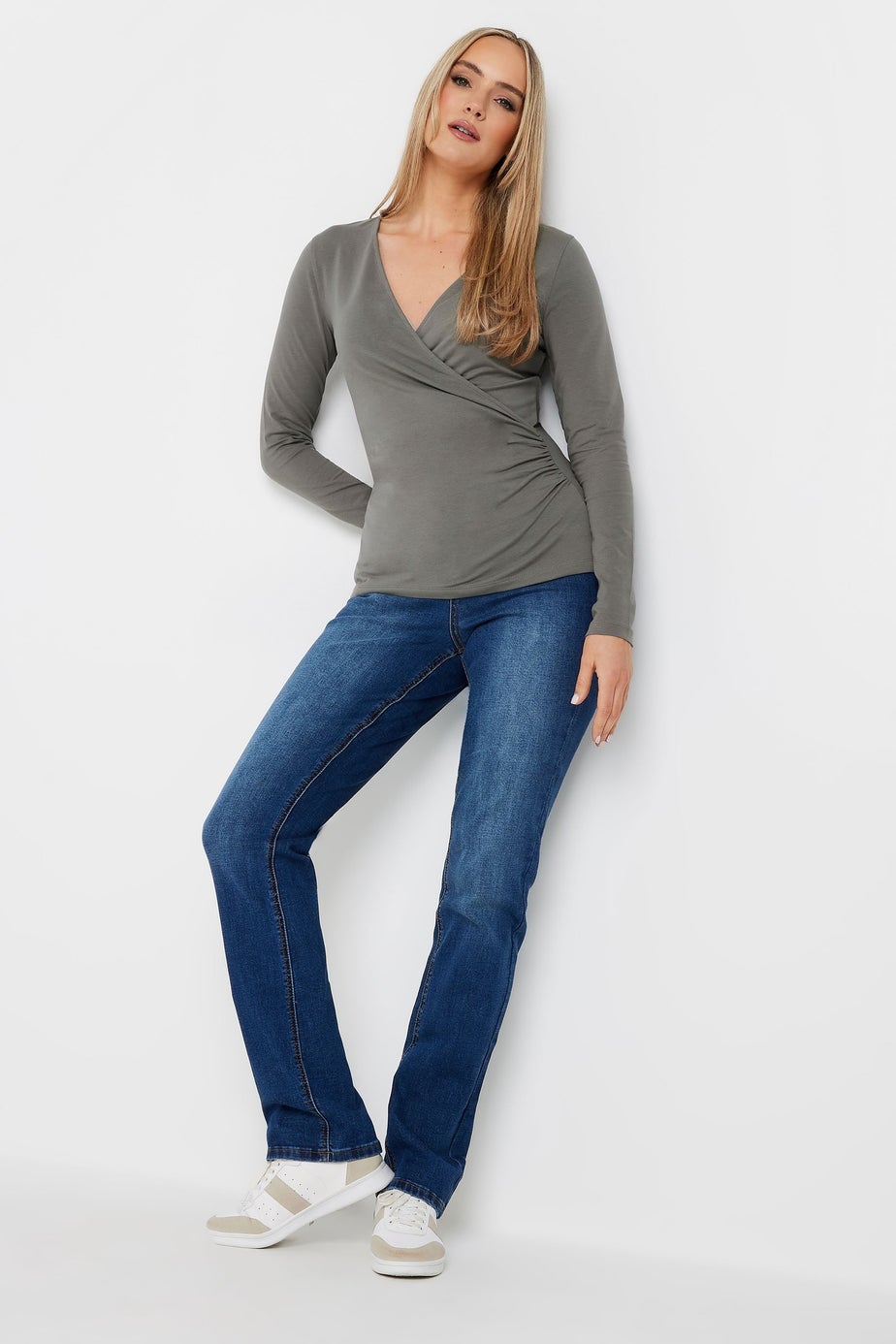 Long Tall Sally 2 Pack Navy Blue & Grey Wrap Tops