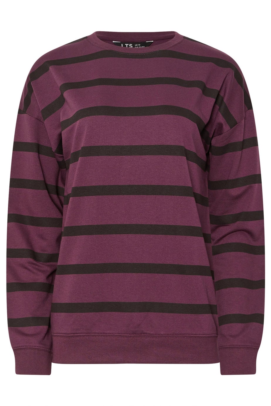 Long Tall Sally Burgundy Red Stripe Print Crew Neck Sweatshirt