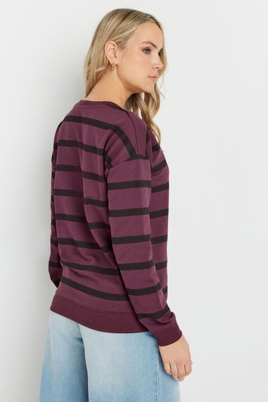 Long Tall Sally Burgundy Red Stripe Print Crew Neck Sweatshirt