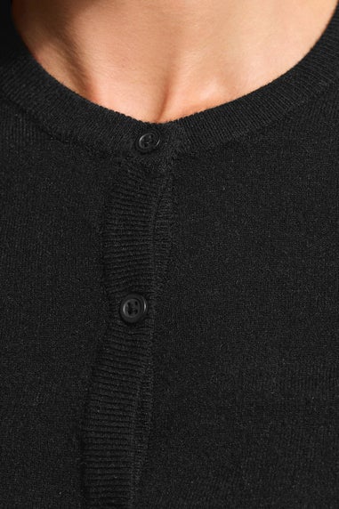 Long Tall Sally Black Crew Neck Button Cardigan