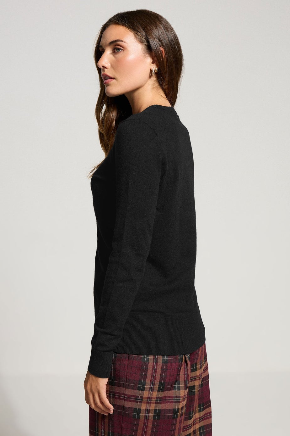 Long Tall Sally Black Crew Neck Button Cardigan