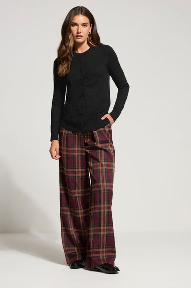 Long Tall Sally Black Crew Neck Button Cardigan