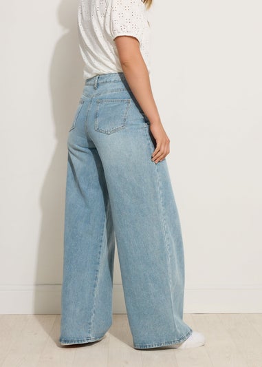 Long Tall Sally Blue Light Wash Wide Leg Palazzo Jeans