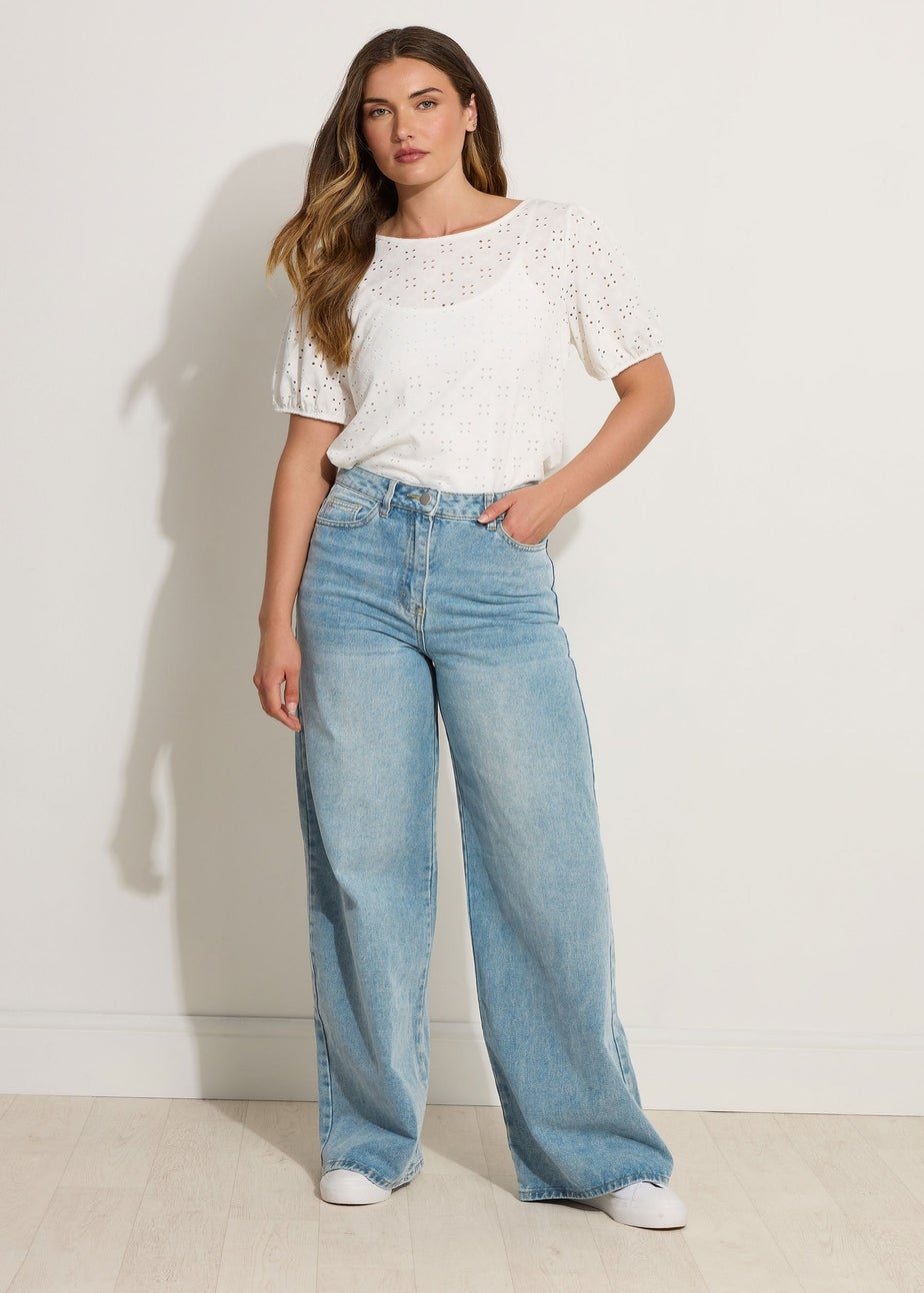 Long Tall Sally Blue Light Wash Wide Leg Palazzo Jeans