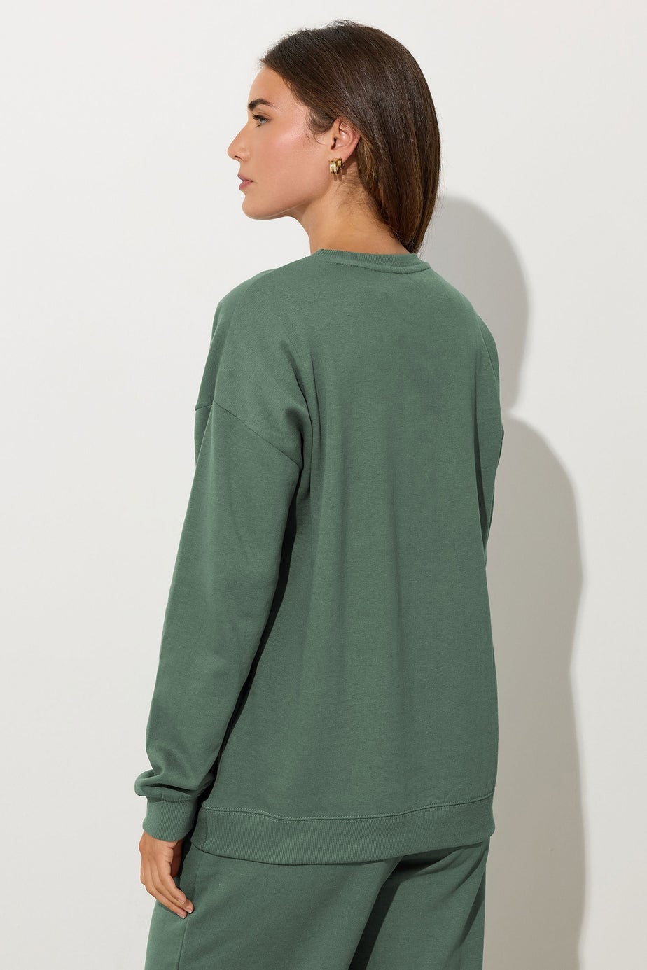 Long Tall Sally Khaki Green Crew Neck Sweatshirt