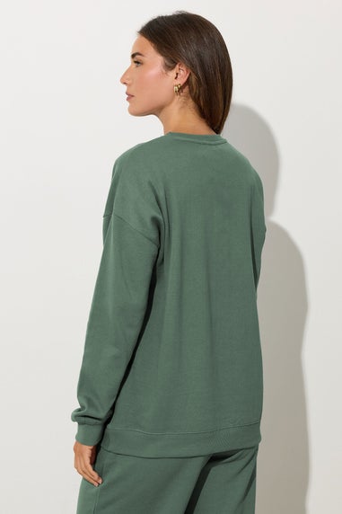 Long Tall Sally Khaki Green Crew Neck Sweatshirt