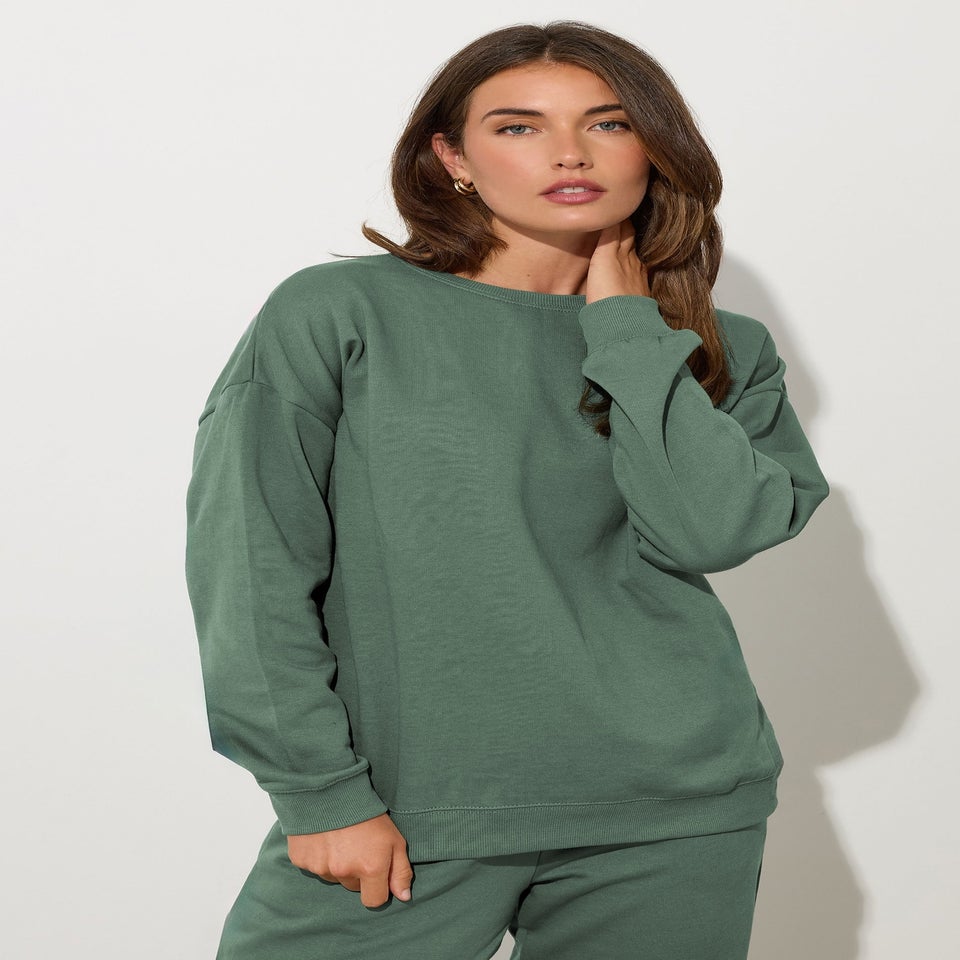 Long Tall Sally Khaki Green Crew Neck Sweatshirt