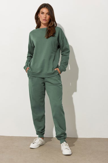 Long Tall Sally Khaki Green Crew Neck Sweatshirt