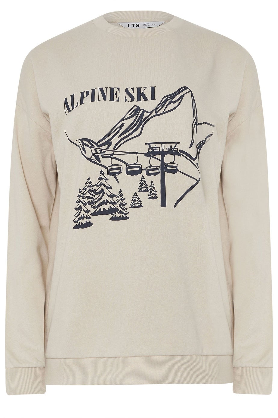 Long Tall Sally Stone Brown 'Alpine Ski' Slogan Sweatshirt