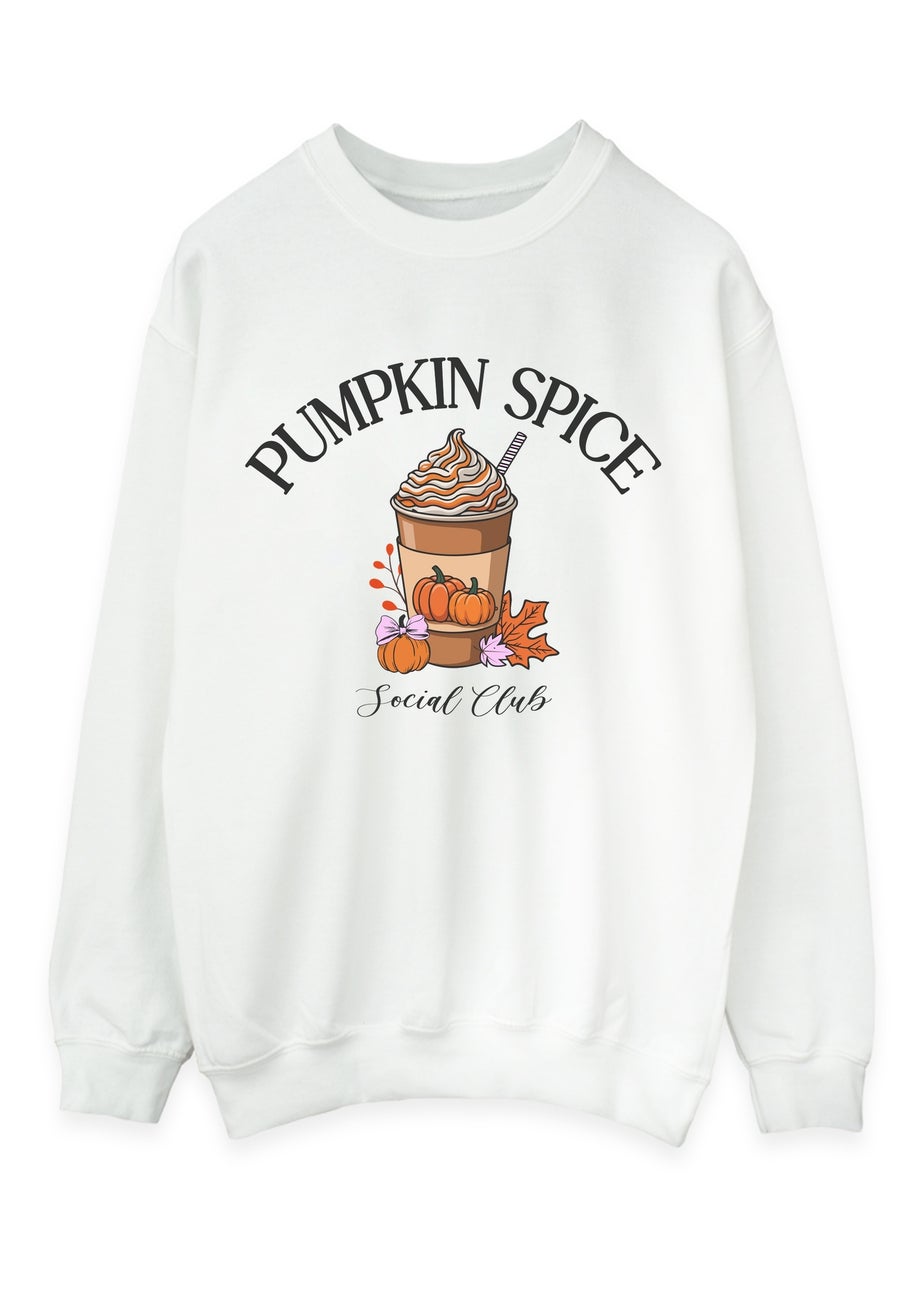 Brands In Pumpkin Spice Social Club White Graphic Sweatshirt