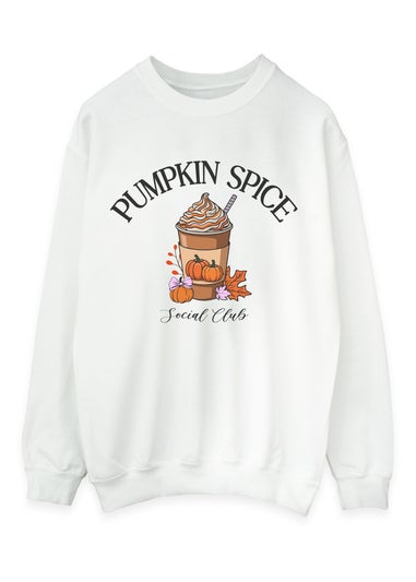 Brands In Pumpkin Spice Social Club White Graphic Sweatshirt