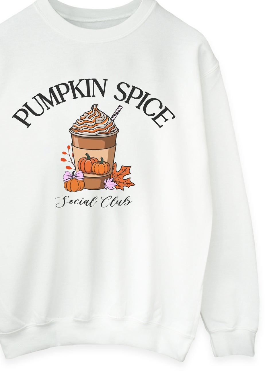 Brands In Pumpkin Spice Social Club White Graphic Sweatshirt