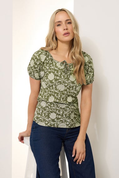 Long Tall Sally Sage Green Floral Tie Front Top