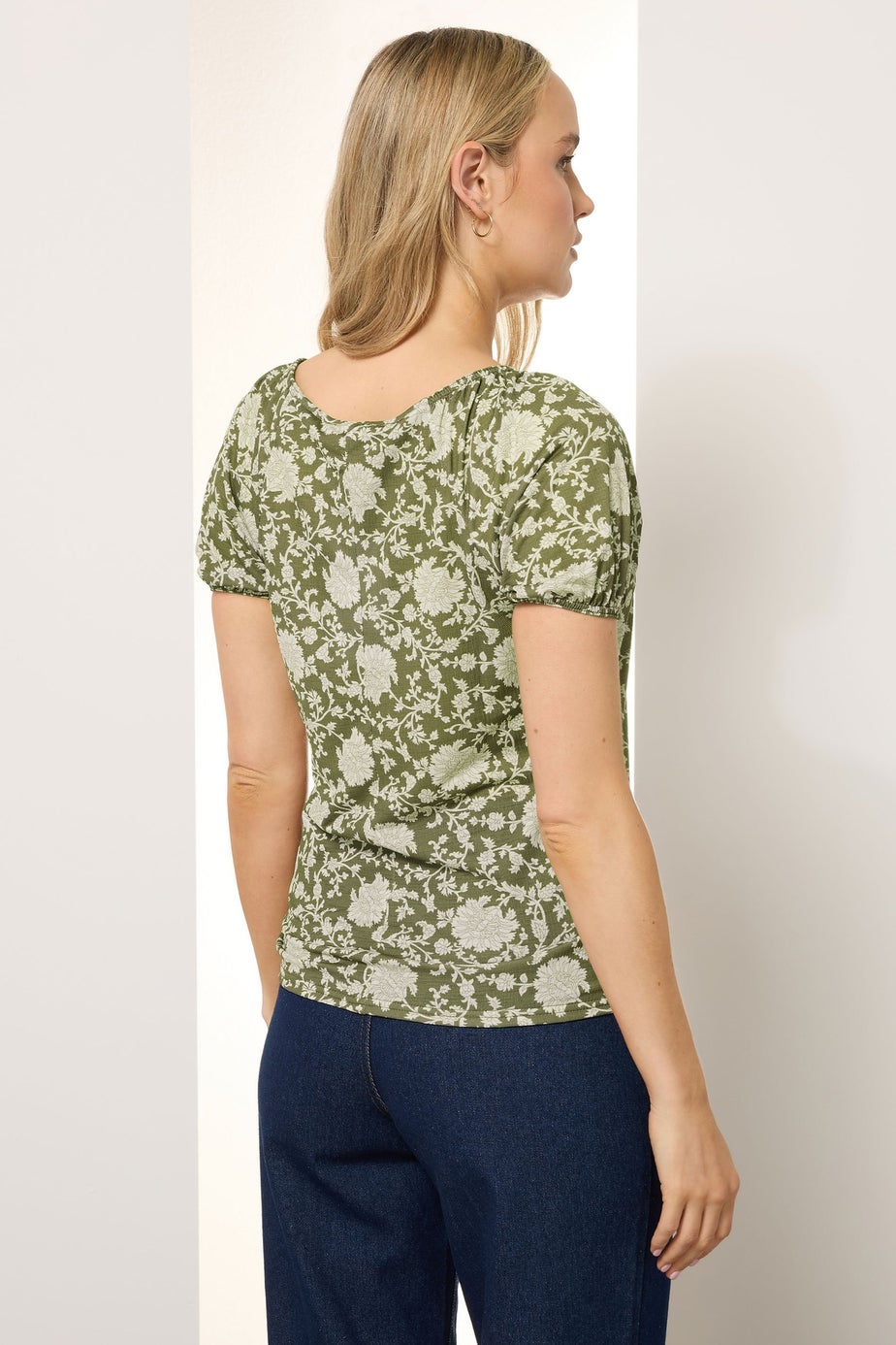 Long Tall Sally Sage Green Floral Tie Front Top