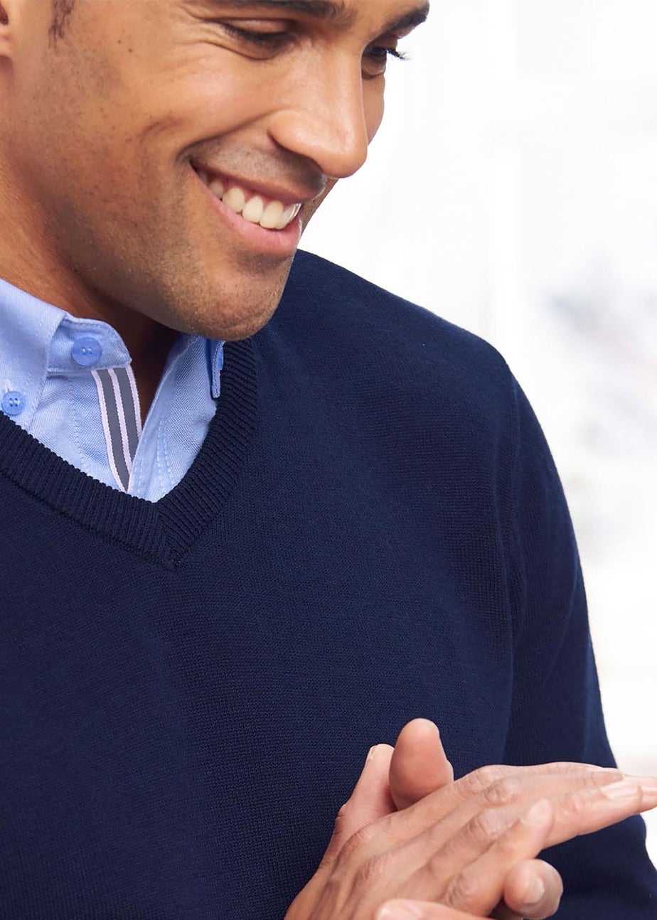 Cotton Traders Ink Cotton V-Neck Jumper