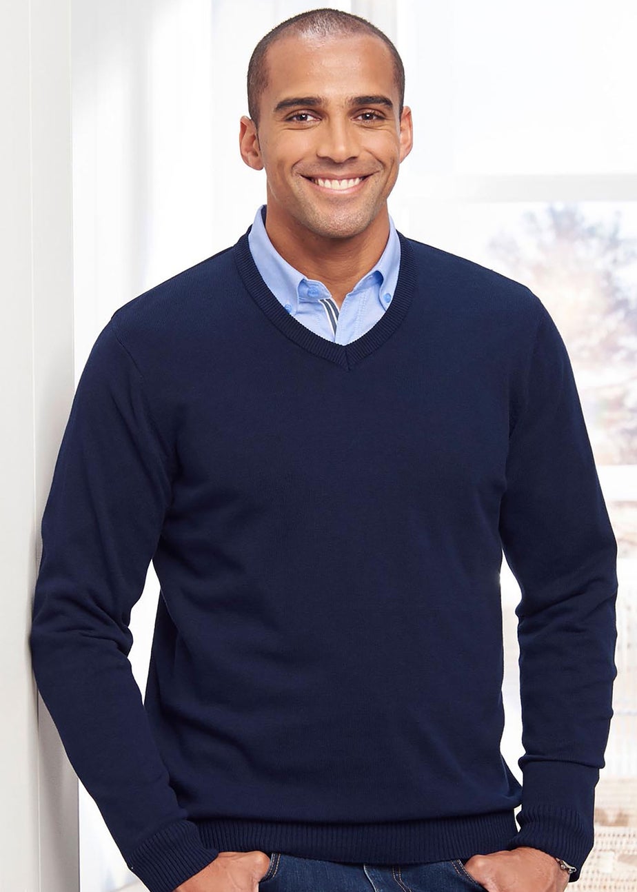 Cotton Traders Ink Cotton V-Neck Jumper