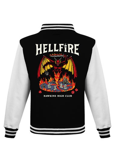 Stranger Things Hellfire Club Black Graphic Varsity Jacket