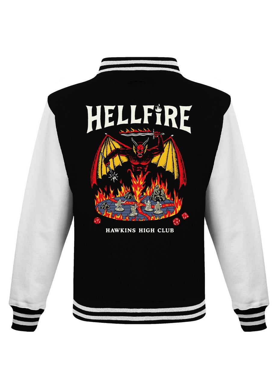 Stranger Things Hellfire Club Black Graphic Varsity Jacket