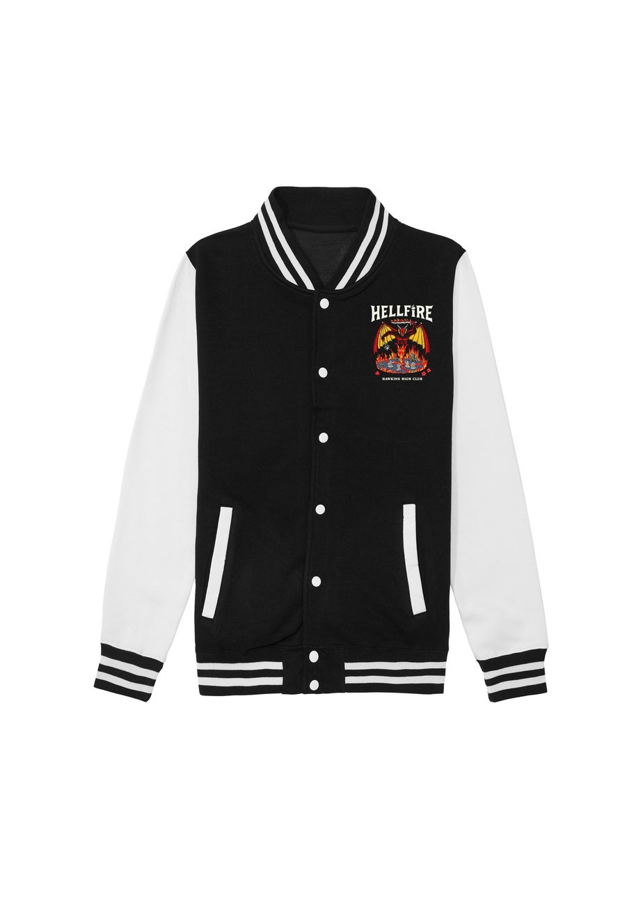 Stranger Things Hellfire Club Boys Black Graphic Varsity Jacket (Age 7-13 Years)