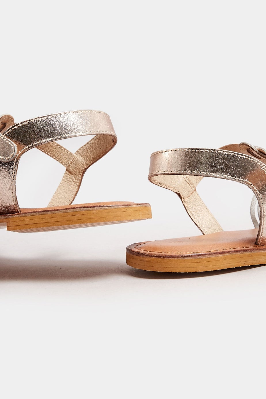 Yours Gold Leather Woven Fisherman Sandals In Extra Wide EEE Fit