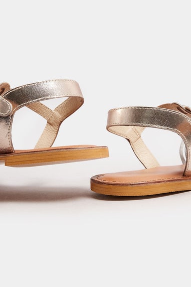 Yours Gold Leather Woven Fisherman Sandals In Extra Wide EEE Fit