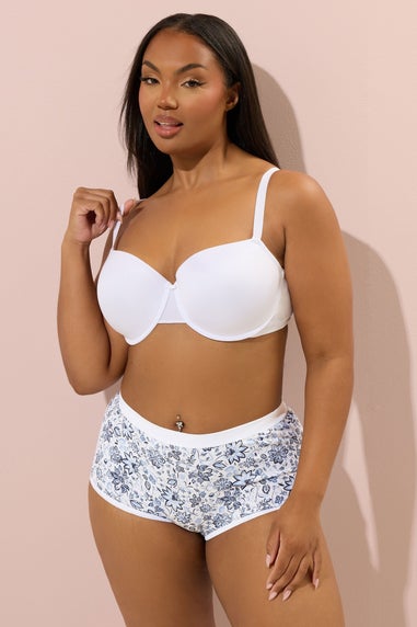 Yours 5 Pack Curve Navy Blue Floral Print Full Briefs