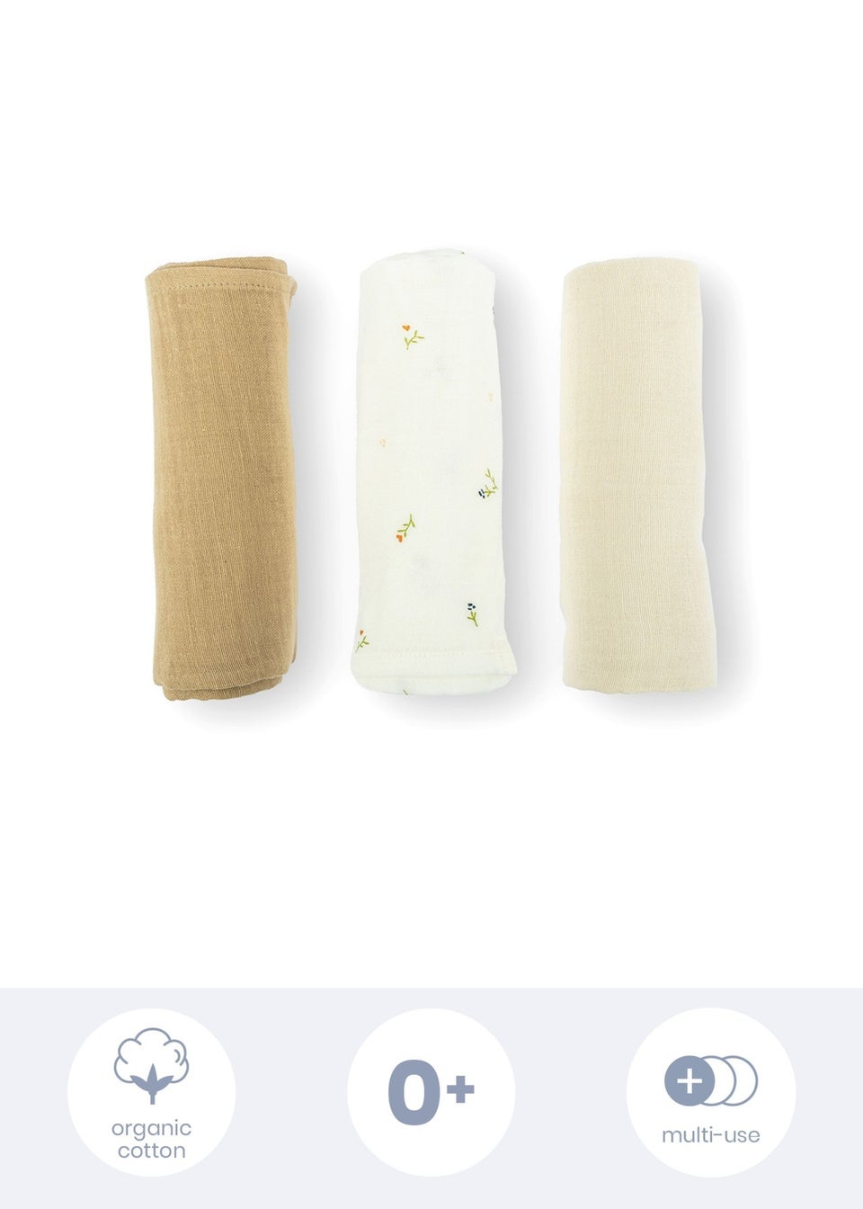 Babymoov Doomoo Cream Lovely Muslin Cloths set of 3