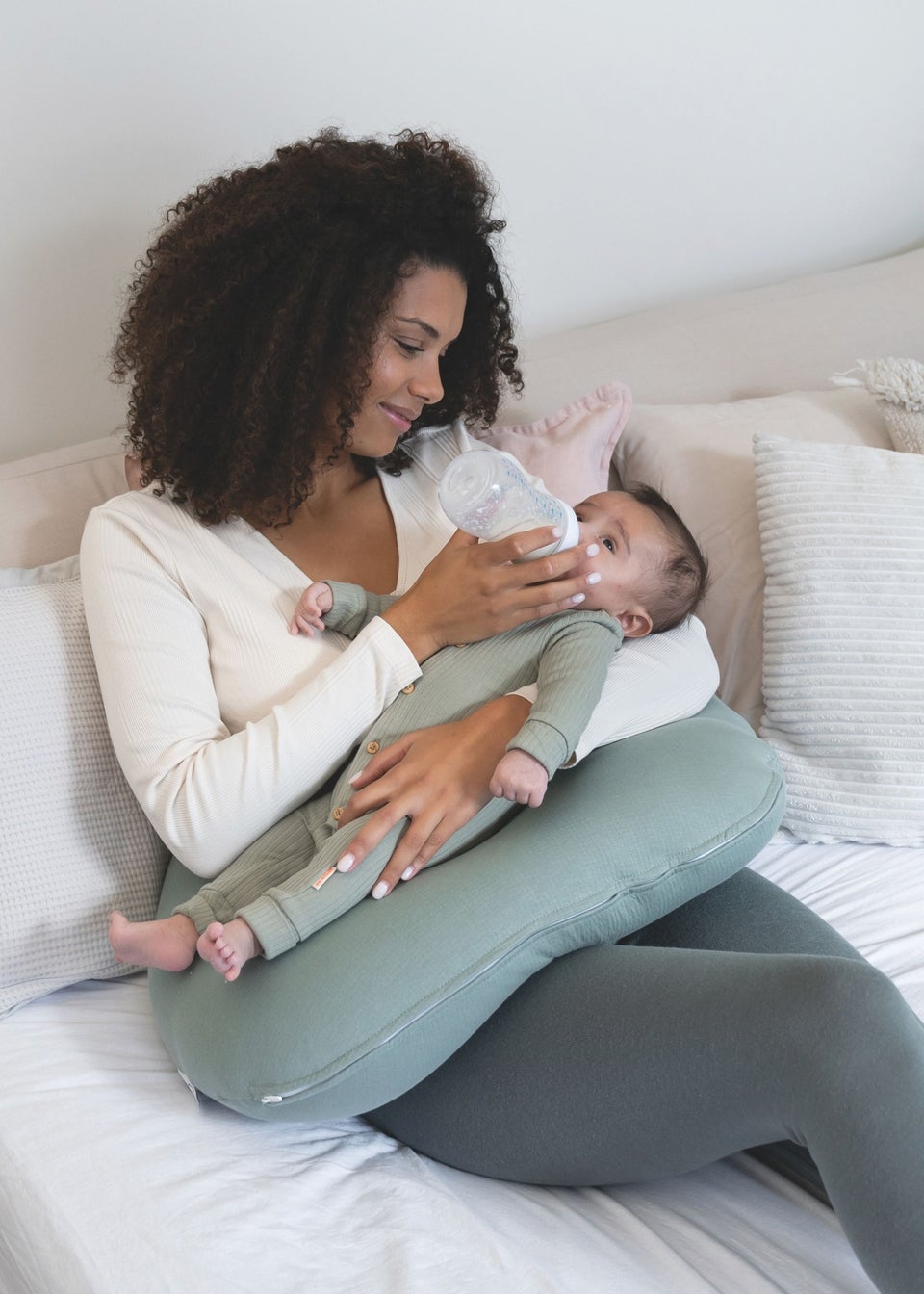 Babymoov Doomoo Jersey Green Muslin Nursing Pillow Softy