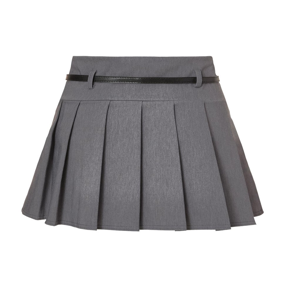 Quiz Grey Pleated Mini Skirt