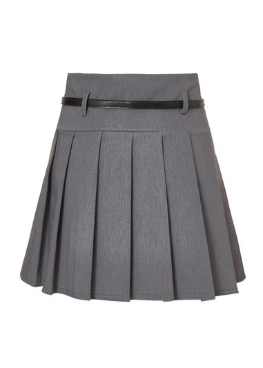 Quiz Grey Pleated Mini Skirt