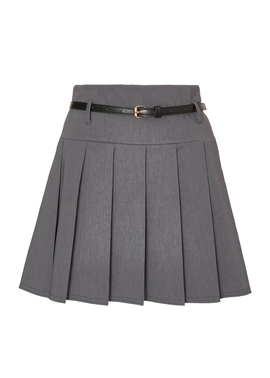 Quiz Grey Pleated Mini Skirt