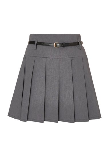 Quiz Grey Pleated Mini Skirt